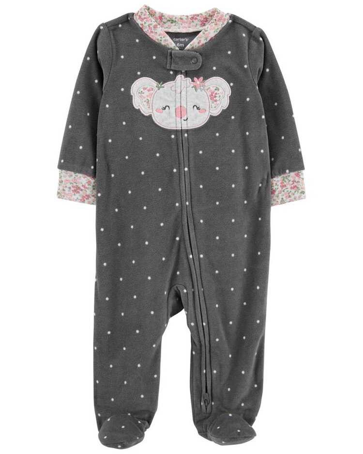 CARTER'S Overal na zip fleece Sleep & Play Grey Koala dívka NB Carter´s