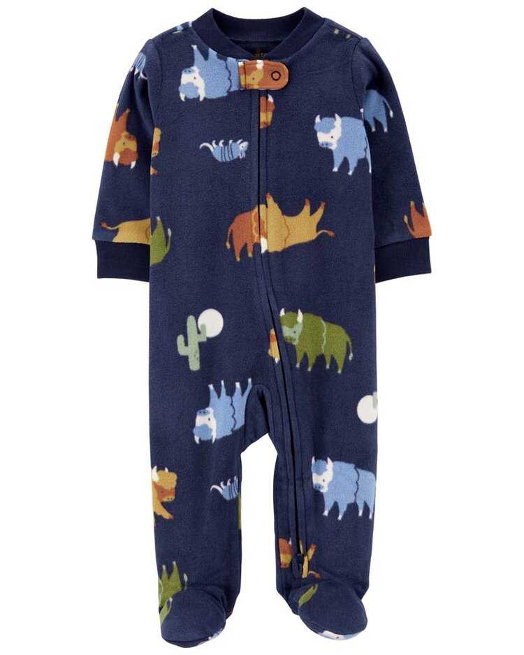 CARTER'S Overal na zip fleece Sleep & Play Navy Animals chlapec NB Carter´s