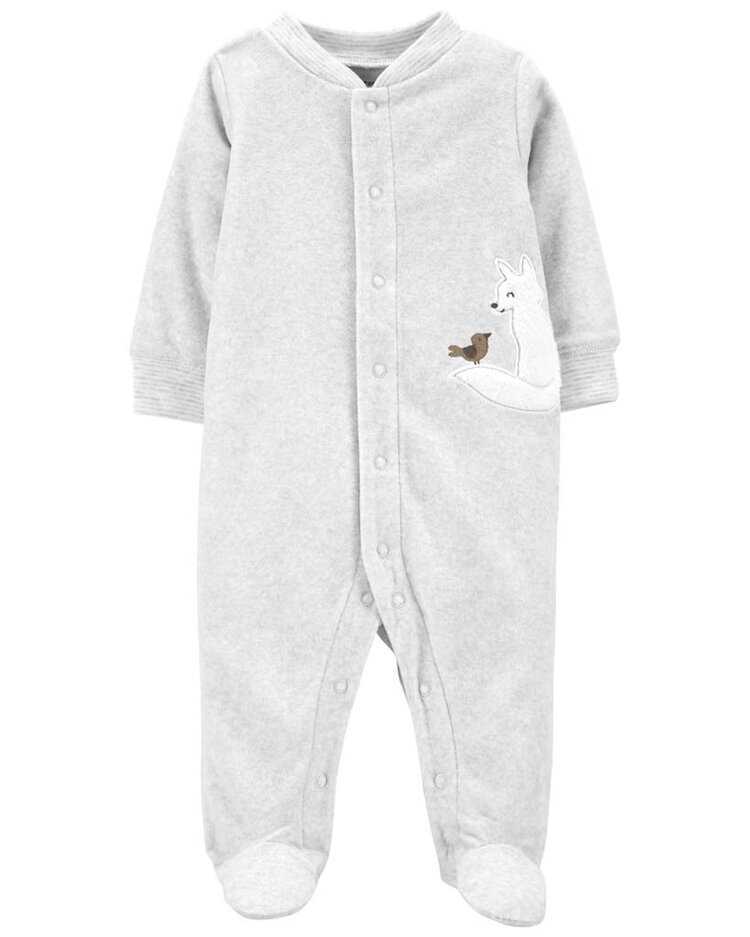 CARTER'S Overal na druky fleece Sleep&Play Grey Fox neutrál NB/ vel. 56 Carter´s