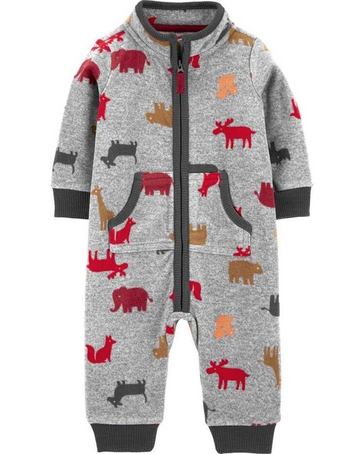 CARTER'S Overal na zip přechodný Grey Reindeer chlapec 3m Carter´s