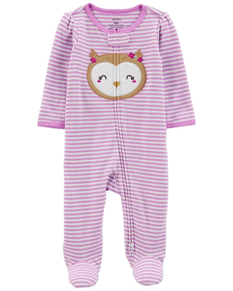 CARTER'S Overal na zip Sleep&Play Owl Purple dívka NB