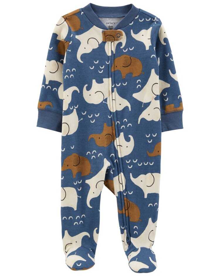 CARTER'S Overal na zip Sleep&Play Elephant Blue kluk NB