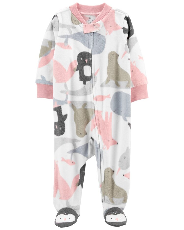 CARTER'S Overal na zip fleece Animals dívka NB /vel.56 Carter´s