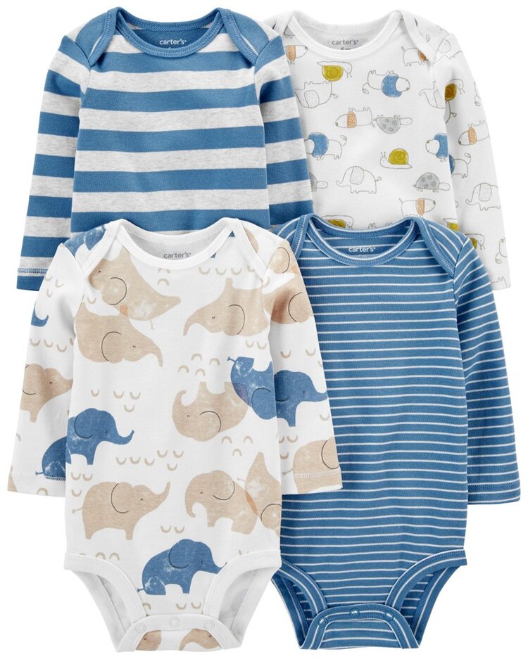 CARTER'S Body dlouhý rukáv Blue Animals chlapec 4ks 6m Carter´s