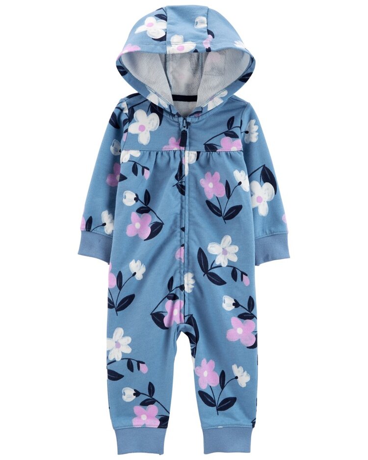 CARTER'S Overal bez nožiček s kapucí Blue Floral dívka NB/ vel. 56 Carter´s