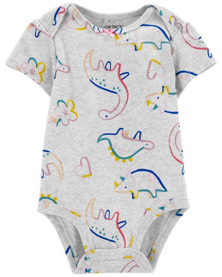 CARTER'S Body krátký rukáv Grey Dino holka 6m Carter´s