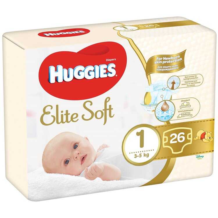 HUGGIES Elite Soft Pleny jednorázové 1 (3-5 kg) 26 ks Huggies