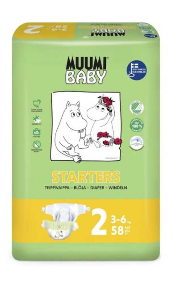 MUUMI Baby Starters Pleny jednorázové 2 (3-6 kg) 58 ks Muumi