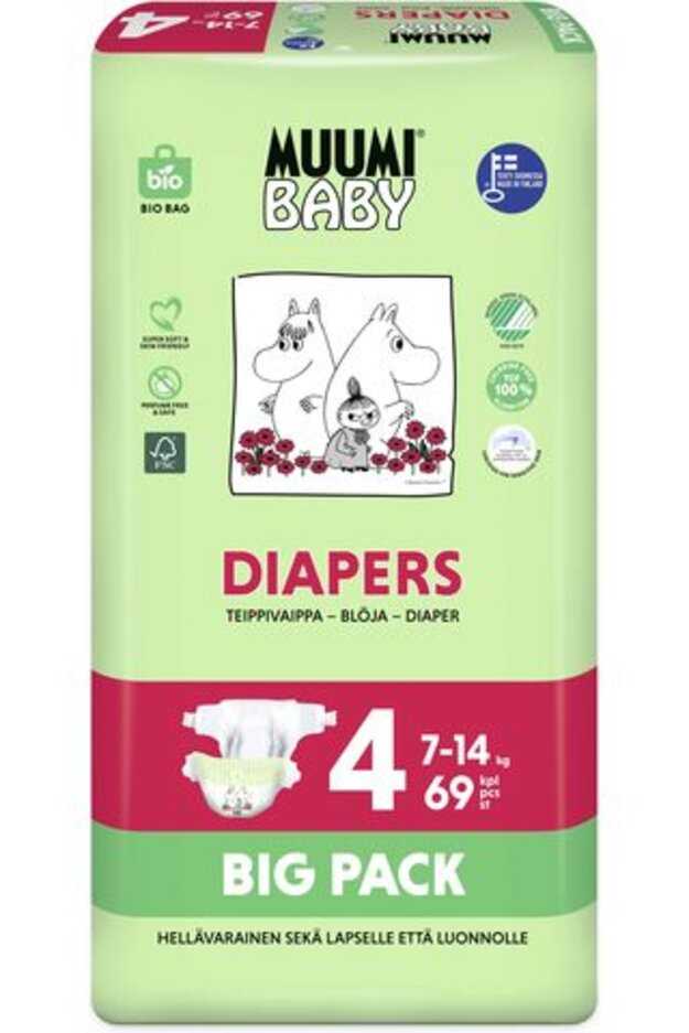 MUUMI Baby Pleny jednorázové 4 (7-14 kg) 69 ks - BIG PACK Muumi