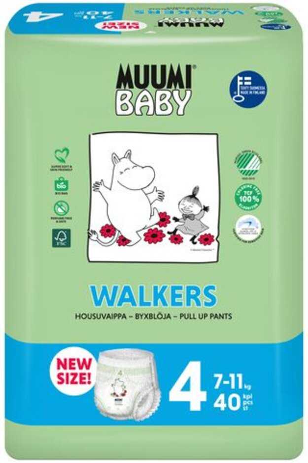 MUUMI Baby Walkers Kalhotky plenkové jednorázové 4 (7-11 kg) 40 ks Muumi