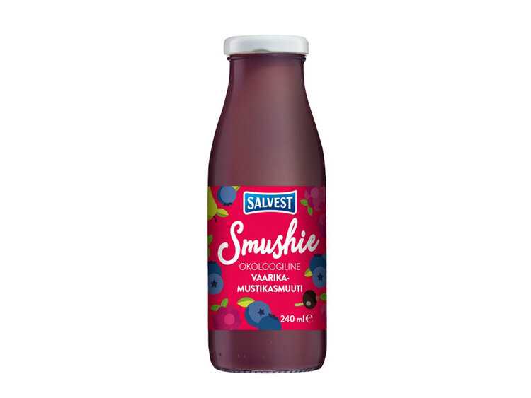 SALVEST Smushie BIO Ovocné smoothie s borůvkami malinami a černým rybízem 240 ml Salvest