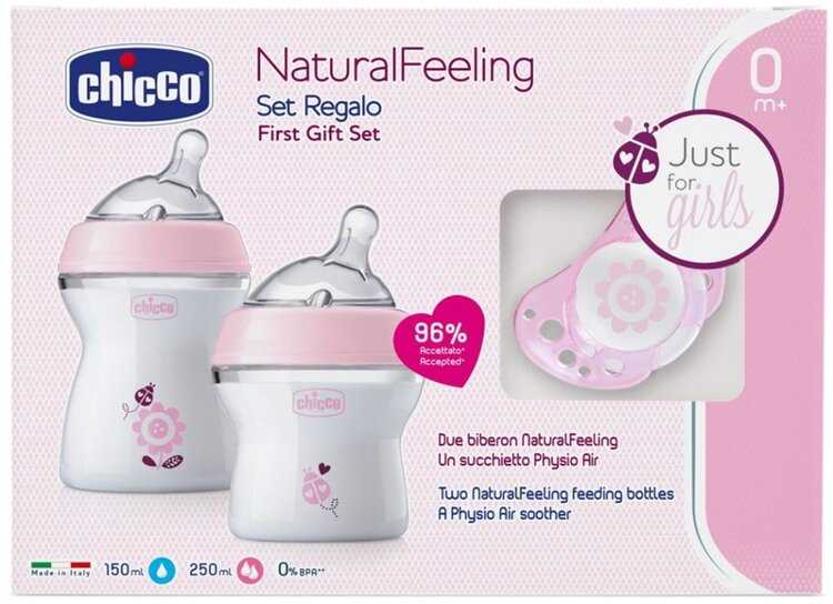 CHICCO Set dárkový Natural Feeling + Air dudlík - dívka Chicco