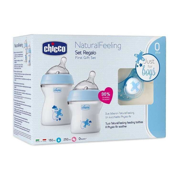 CHICCO Set dárkový Natural Feeling + Air dudlík - chlapec Chicco