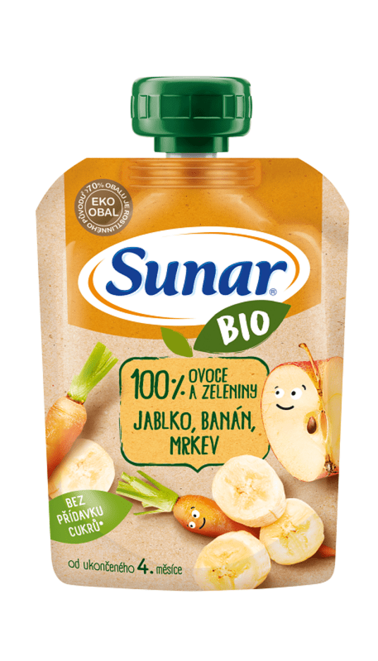 Sunar BIO kapsička Jablko banán mrkev 100 g Sunar