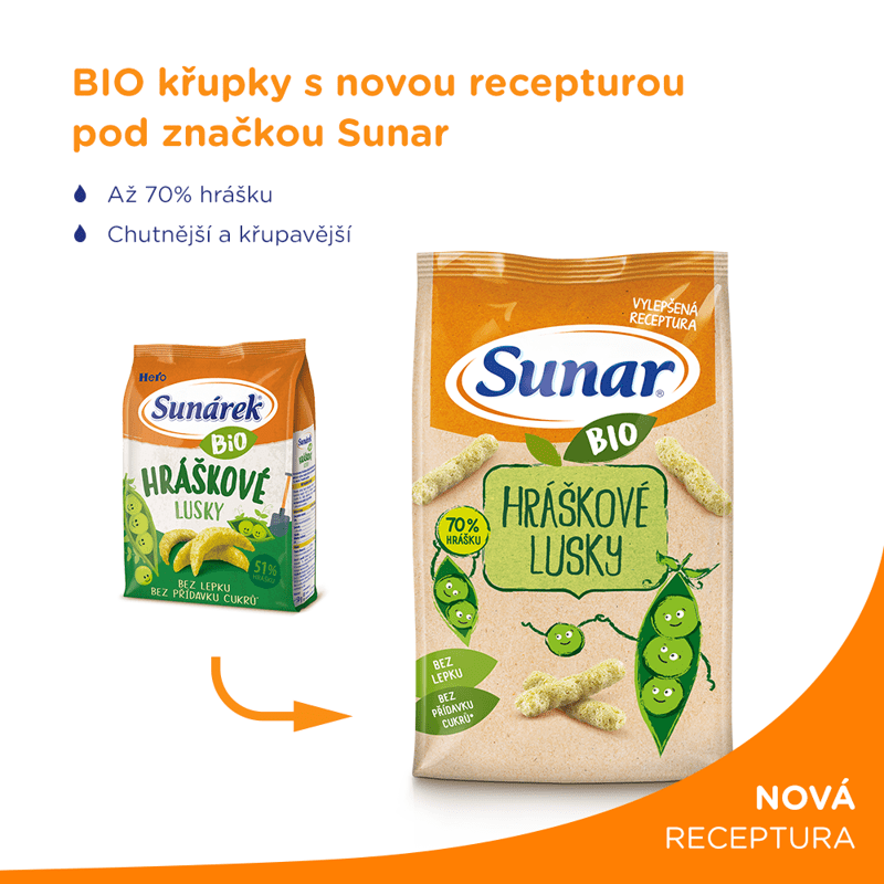 6x SUNAR BIO křupky Hráškové lusky 45 g Sunar