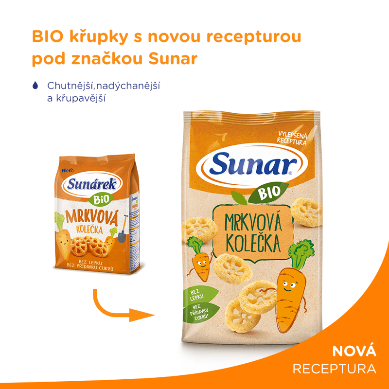 6x SUNAR BIO křupky Mrkvová kolečka 45 g Sunar