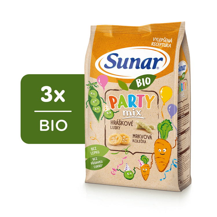 3x SUNAR BIO křupky Party mix 45 g Sunar