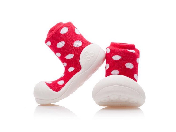 ATTIPAS Dětské botičky Polka Dot Red L Attipas