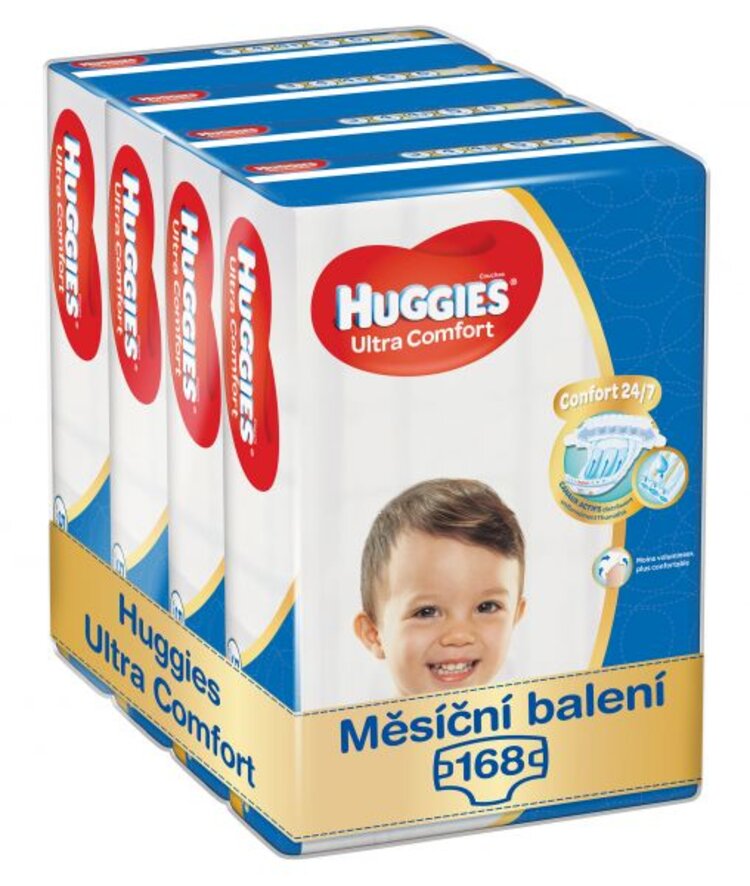 HUGGIES Ultra Comfort Pleny jednorázové 5 (12-22 kg) 168 ks - MĚSÍČNÍ ZÁSOBA Huggies