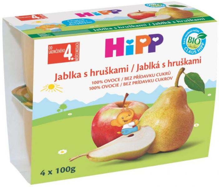 3x HiPP BIO jablkový s hruškami (4x100 g) - ovocný příkrm HiPP