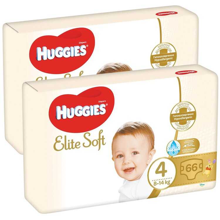 HUGGIES Elite Soft Pleny jednorázové 4 (8-14 kg) (132 ks) - MĚSÍČNÍ ZÁSOBA Huggies