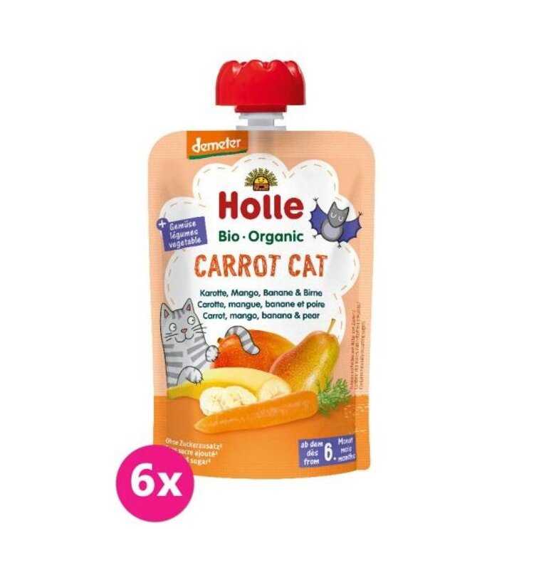 6x HOLLE Carrot Cat Bio pyré mrkev mango banán hruška 100 g (6+) Holle