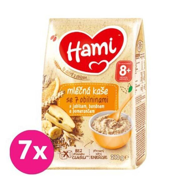 7x HAMI Kaše mléčná se 7 obilninami s jablkem