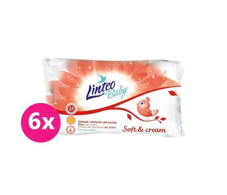 6x LINTEO Baby vlhčené ubrousky Soft & Cream 24 ks LINTEOBABY