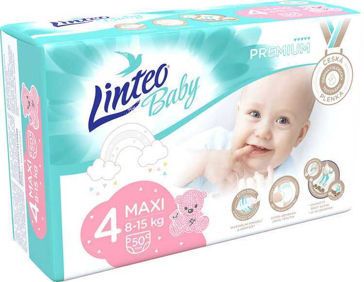 LINTEO BABY Premium Pleny jednorázové 4 MAXI (8-15 kg) 50 ks LINTEOBABY