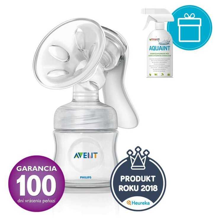 Philips AVENT Odsávačka mateřského mléka Natural se zásobníkem 125 ml + AQUAINT 500 ml Aquaint