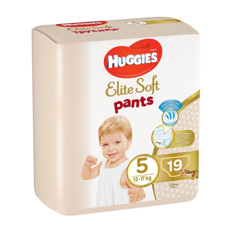 4x HUGGIES Elite Soft Pants Kalhotky plenkové jednorázové 5 (12-17 kg) 19 ks Huggies