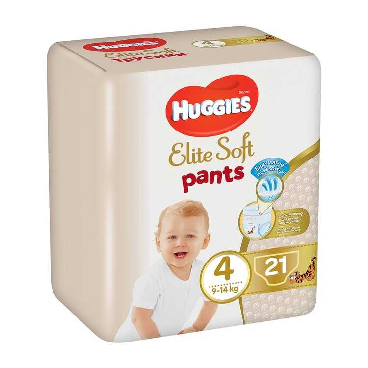 4x HUGGIES Elite Soft Pants Kalhotky plenkové jednorázové 4 (9-14 kg) 21 ks Huggies