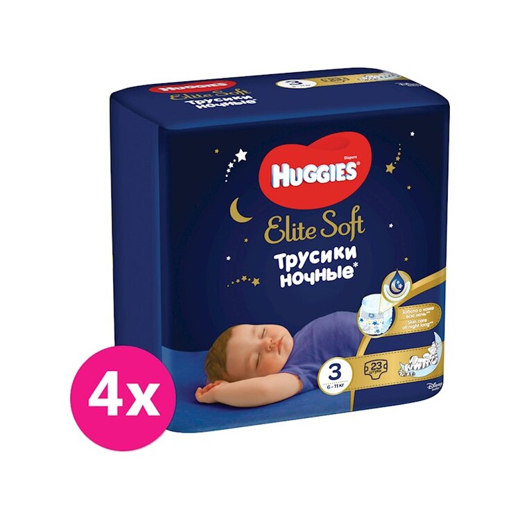 4x HUGGIES Elite Soft Pants OVN Kalhotky plenkové jednorázové 3 (6-11 kg) 23 ks Huggies