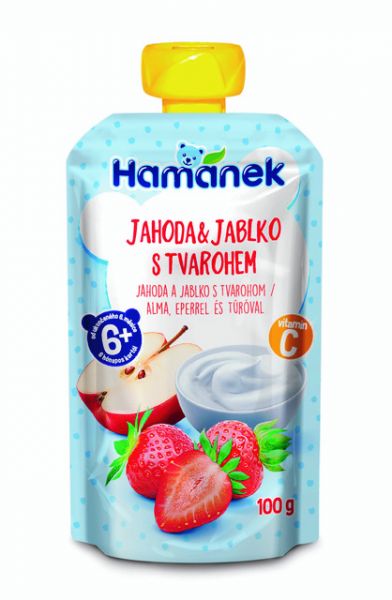 3x HAMÁNEK Jahoda & jablko s tvarohem 100 g Hamánek