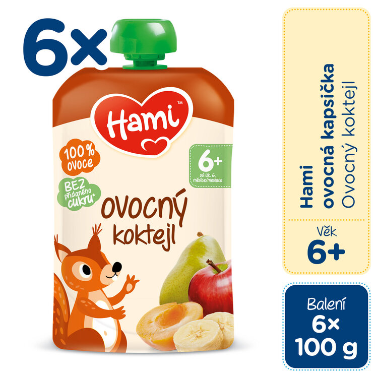 HAMI Ovocný koktejl 6 x 100 g Hami