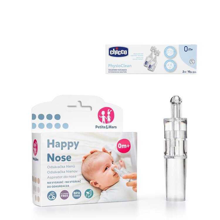 PETITEMARS PETITE&MARS Odsávačka hlenů Happy Nose + Chicco fyz. roztok do nosu