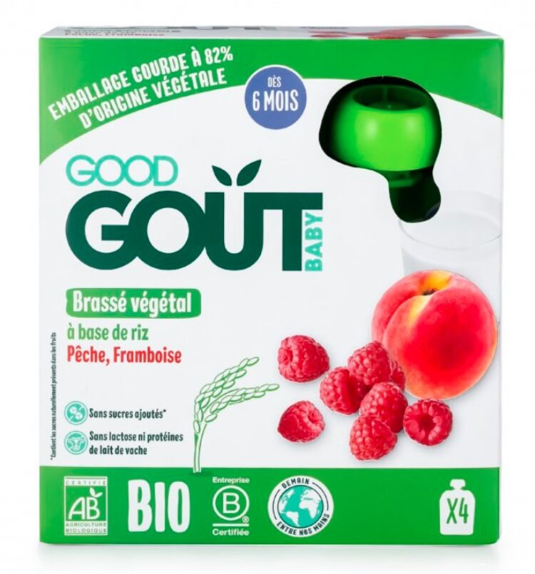 Good goout BIO Rýžový dezert s broskví a malinou 4 x 85 g Good Gout