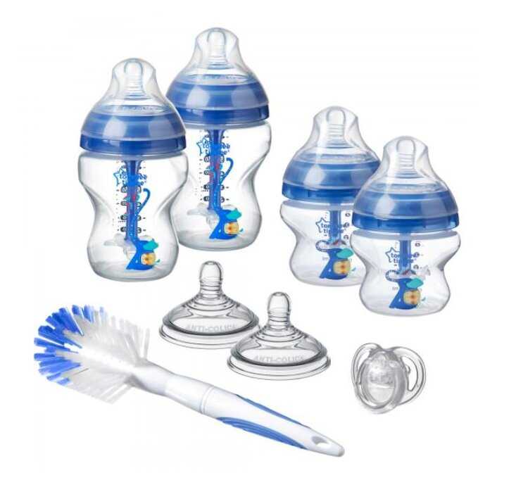 TOMMEE TIPPEE Sada kojeneckých lahviček C2N Anti-colic s kartáčem Blue Tommee Tippee