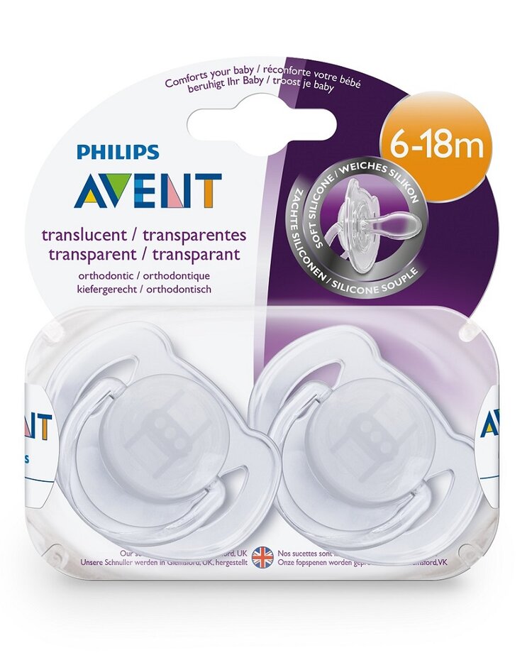 Philips AVENT Šidítko 6-18m Průhledné 2 ks Philips Avent