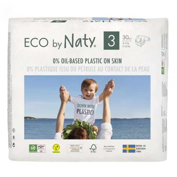 3x ECO BY NATY Pleny jednorázové 3 (4-9 kg) 30 ks Naty Nature Babycare