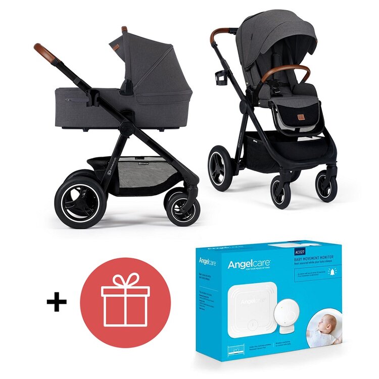 KINDERKRAFT Kočárek Everyday 2v1 Black Dark Grey + ANGELCARE AC027 Monitor pohybu dechu ZDARMA Kinderkraft