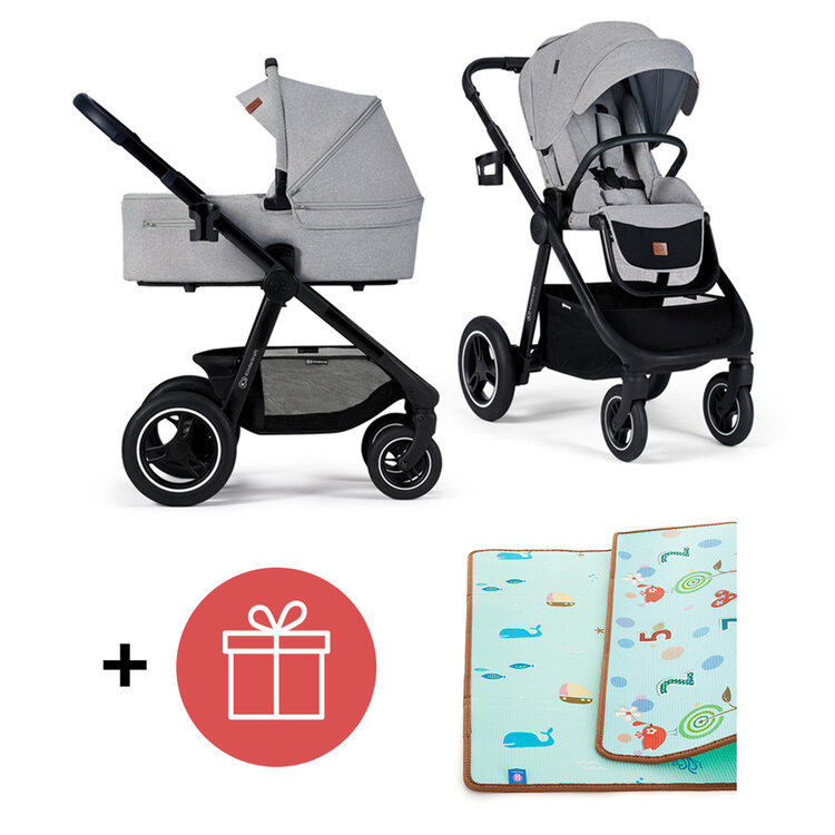 KINDERKRAFT Kočárek Everyday 2v1 Light Grey + PETITE&MARS Podložka na hraní Joy Nature ZDARMA Kinderkraft