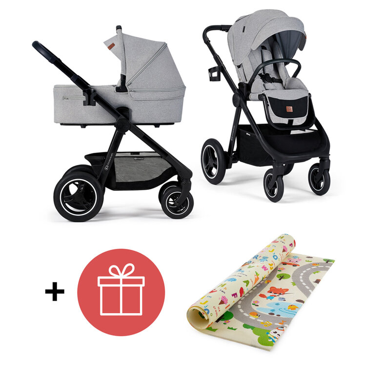 KINDERKRAFT Kočárek Everyday 2v1 Light Grey + PETITE&MARS Podložka na hraní Joy Max Walk ZDARMA Kinderkraft