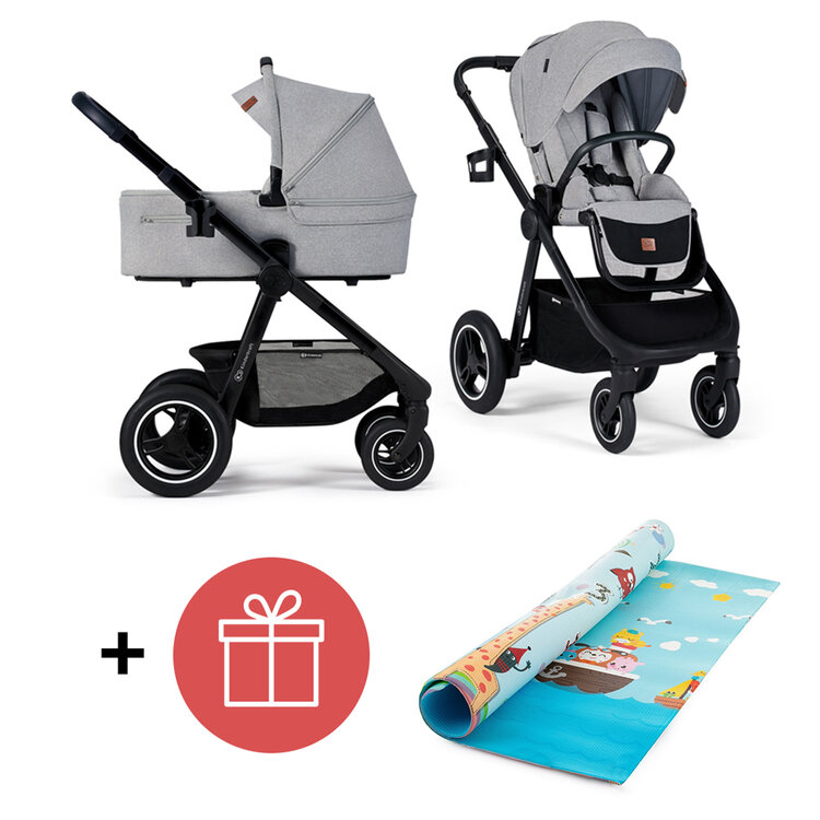 KINDERKRAFT Kočárek Everyday 2v1 Light Grey + PETITE&MARS Podložka na hraní Joy Max Giraffe ZDARMA Kinderkraft