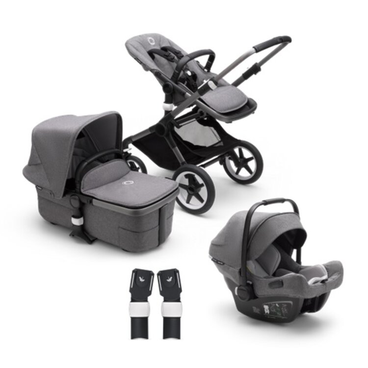 BUGABOO Fox 3 complete Graphit/Grey Melange-Grey Melange + autosedačka + adaptéry na autosedačku Bugaboo