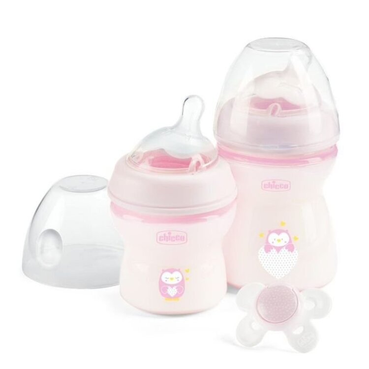 CHICCO Set dárkový Natural Feeling + Comfort šidítko - dívka 0m+ Chicco