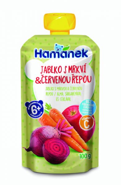 3x HAMÁNEK Jablko s mrkví & červenou řepou 100 g Hamánek