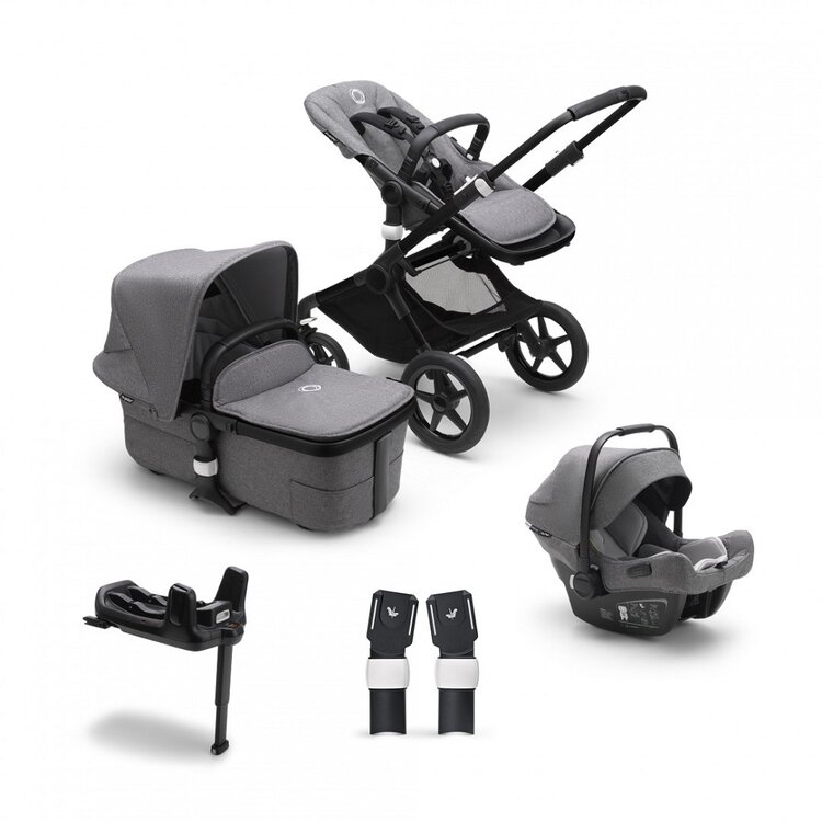 BUGABOO Fox 3 complete Black/Grey Melange-Grey Melange + autosedačka