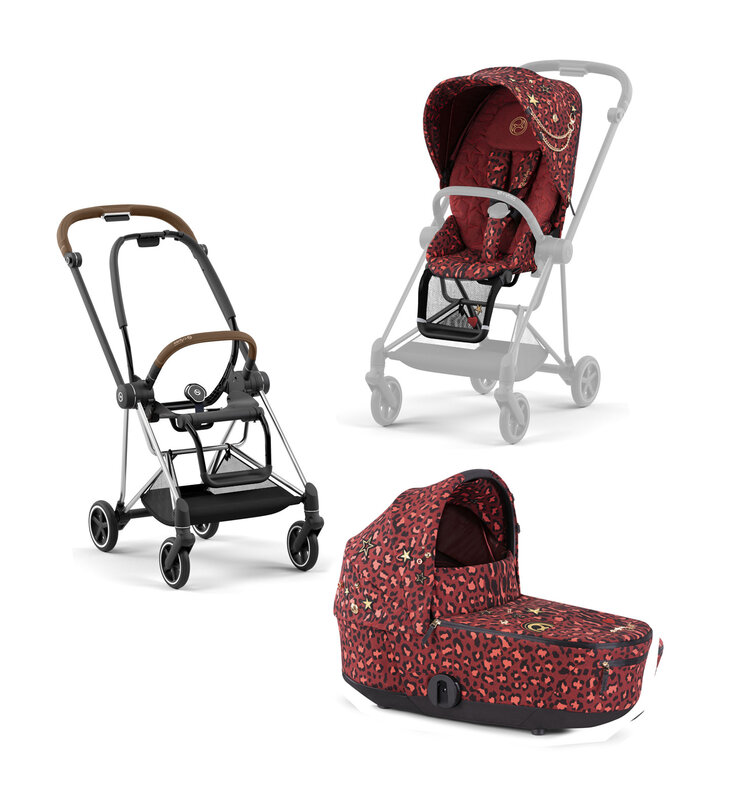 CYBEX Kočárek Mios 3.0 podvozek Chrome Brown + seat pack + lux carry cot Rockstar Red Cybex