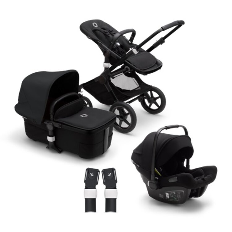 BUGABOO Fox 3 complete Black/Midnight black-Midnight black + autosedačka + adaptéry na autosedačku Bugaboo